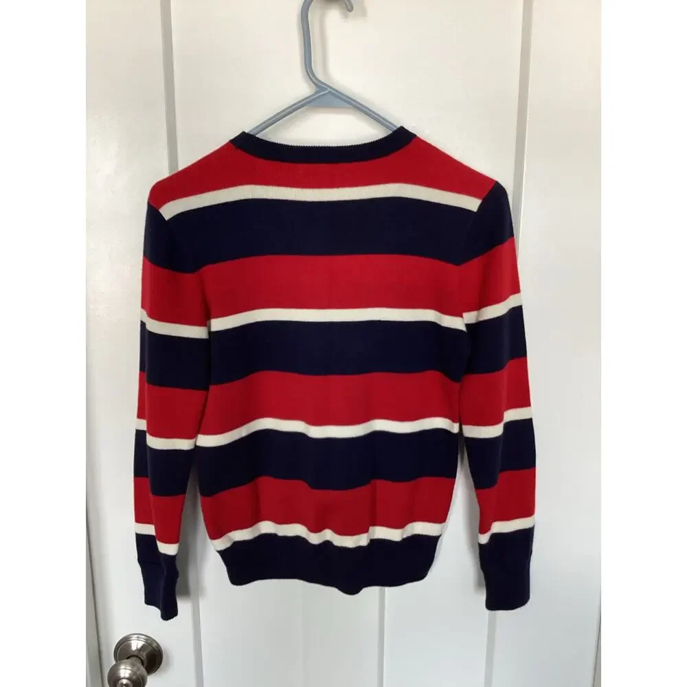 Polo Ralph Lauren Boys Pony Striped Pullover Sweater Red Blue Size Medium(10-12)